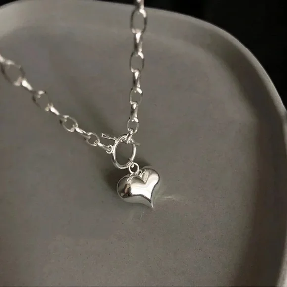 20” 925 STERLING SILVER HEART LINK CHAIN NECKLACE, NICE NECKLACE, CUTE NECKLACE - Picture 5 of 5